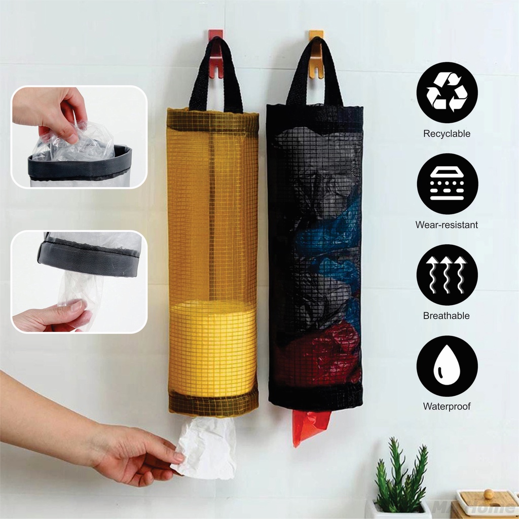 Tas gantung plastik sampah dinding / Tempat penyimpanan kantong plastik Kresek / Bag holder wall mount storage