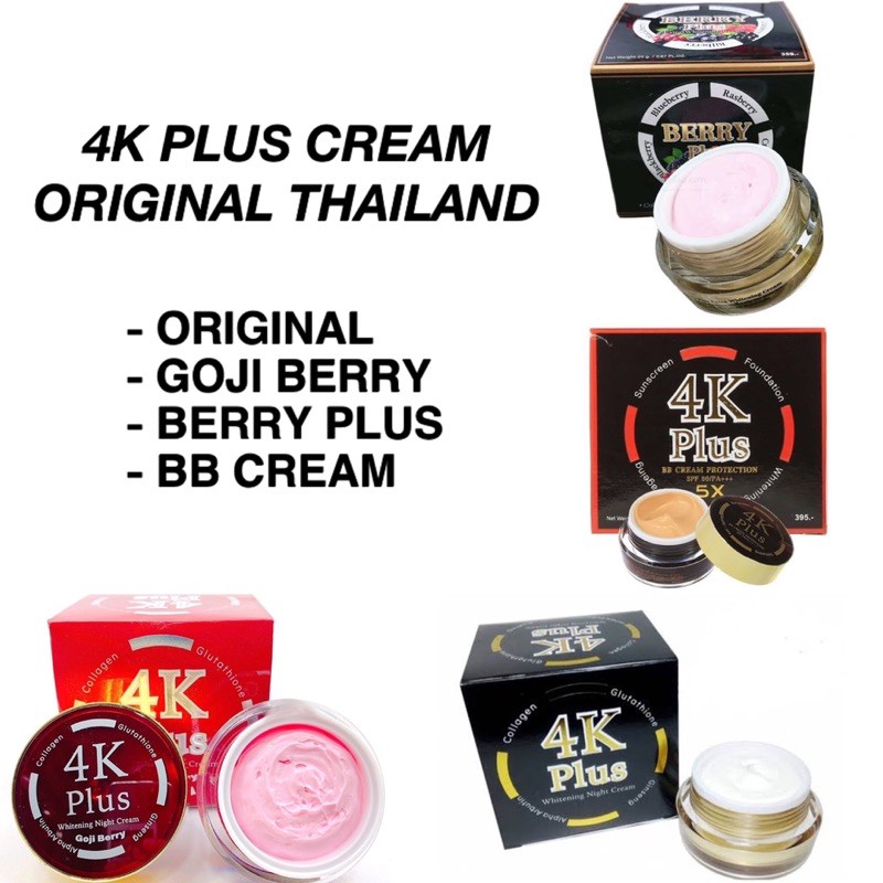 4K PLUS WHITENING PLUS NIGHT CREAM / GOJI BERRY / BERRY PLUS / BB CREAM 150g - ORIGINAL THAILAND