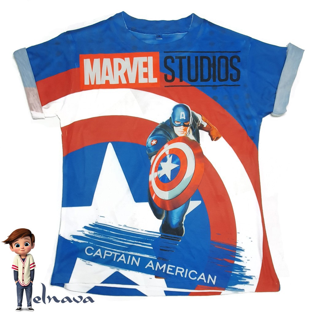 ELNAVA BAJU ANAK COWOK IMPORT  KAOS ANAK  CAPTAIN AMERICA 