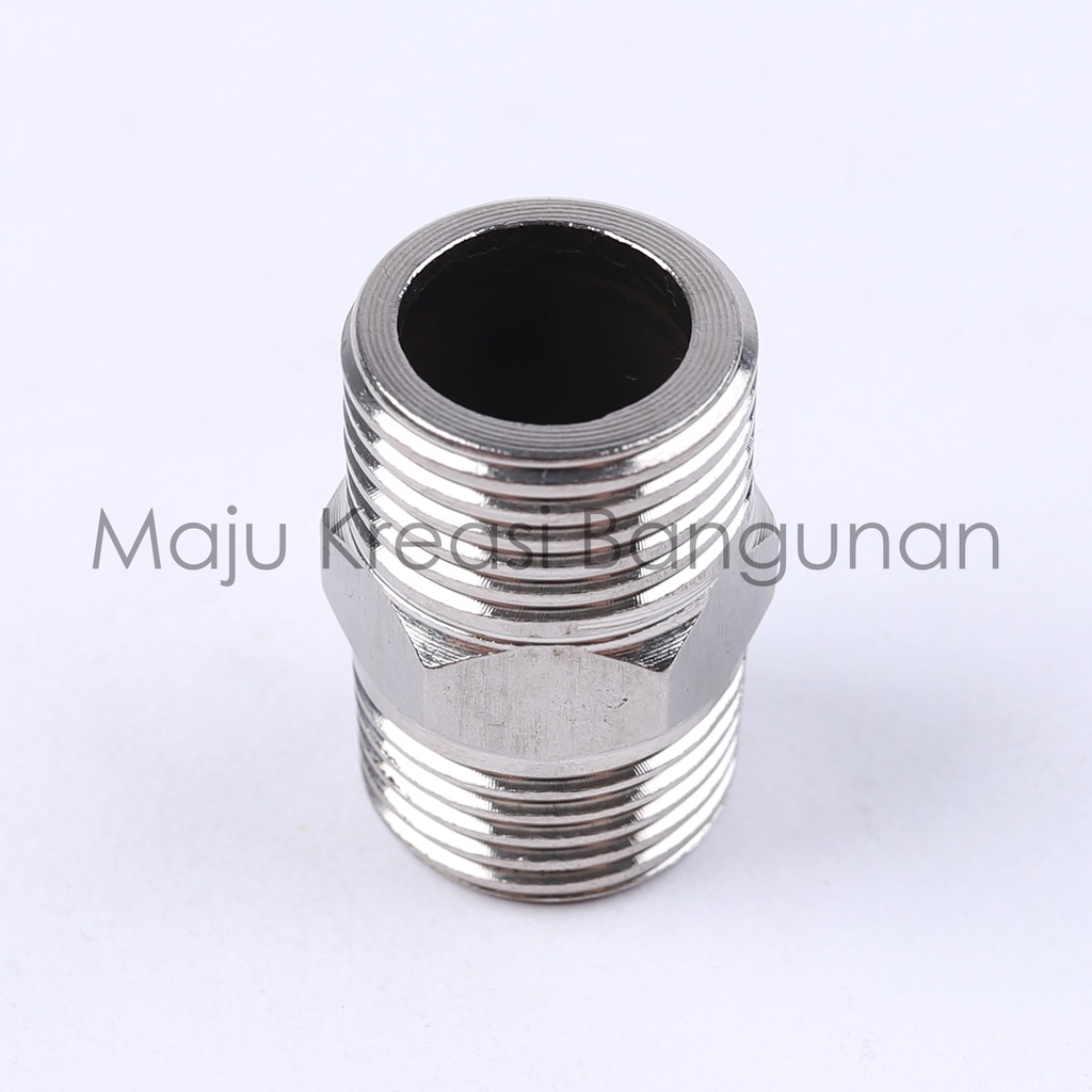 Double Neple Kuningan 1/2 Inch Inci Dobel Nepel Nepple Brass Sambungan Drat Luar