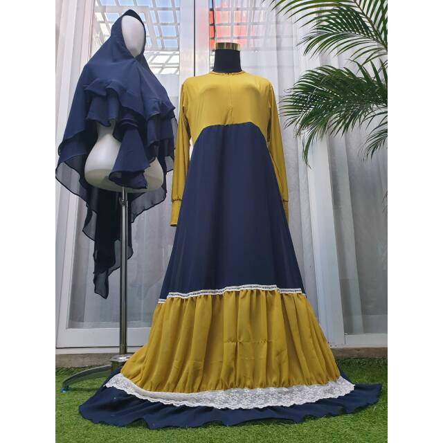 Gamis ceruty arnia set khimar ceruty Gamis syari baju syari dress syari gamis pesta set gamis