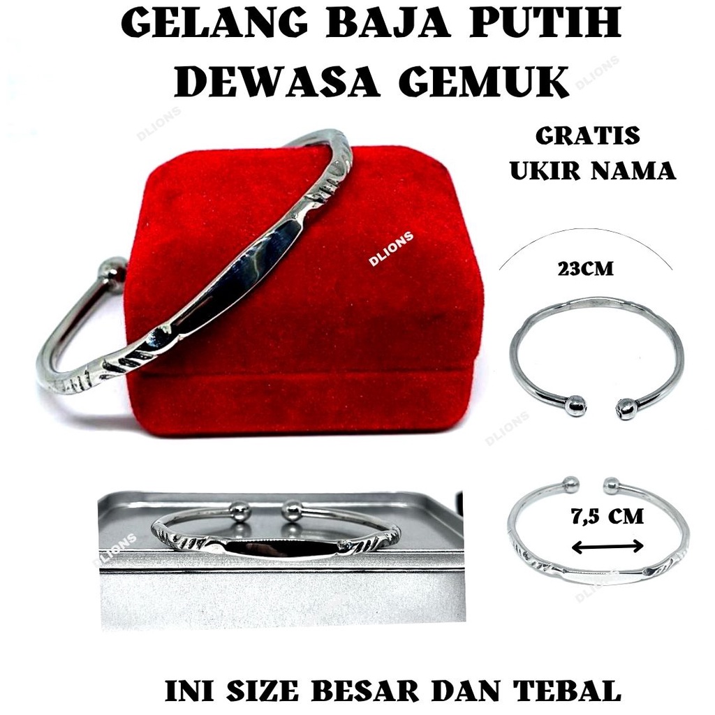 GELANG BAJA PUTIH UKURAN DEWASA TEBAL,GELANG UNTUK ORANG GEMUK,PRODUK TEBAL DAN KUAT