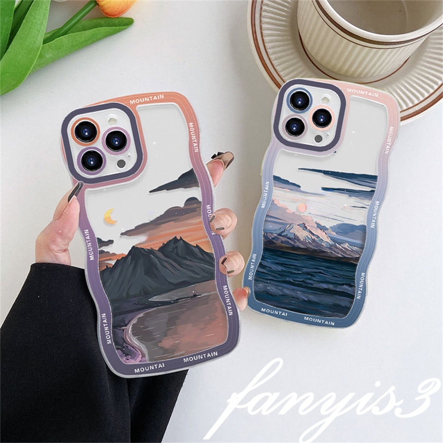 Redmi 12C A1 10C 10A 10 9 9A 9C 9T Note 11 Pro+ 11s 11 10s 10 9s 9 8 Pro Xiaomi Poco X4Pro X3 Pro X3NFC M4 Mi 11 Lite 10TPro River Mountains Wavy Edge Phone Case TPU Soft Protective Cover