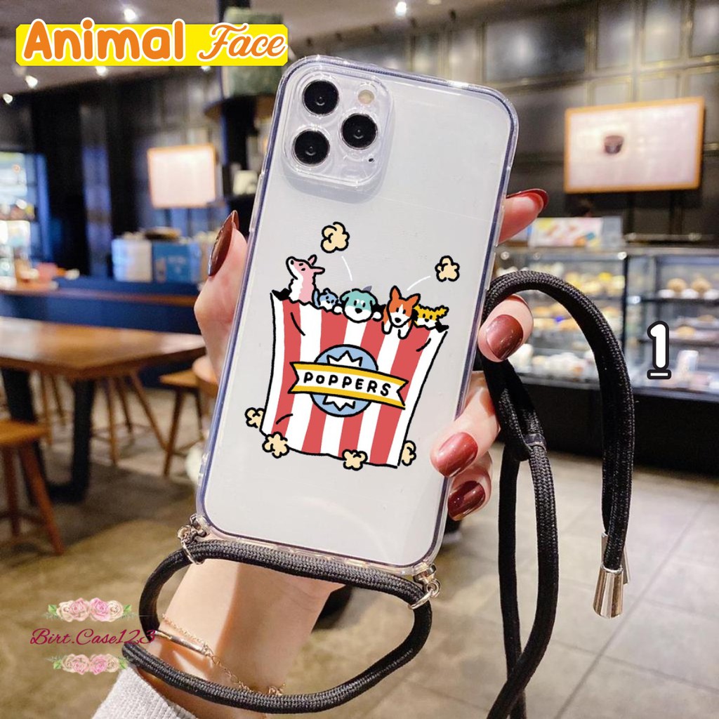 SOFTCASE SLINGCASE LANYARD BENING ANIMAL FACE OPPO VIVO XIAOMI SAMSUNG REALME IPHONE ALL TYPE BC5778