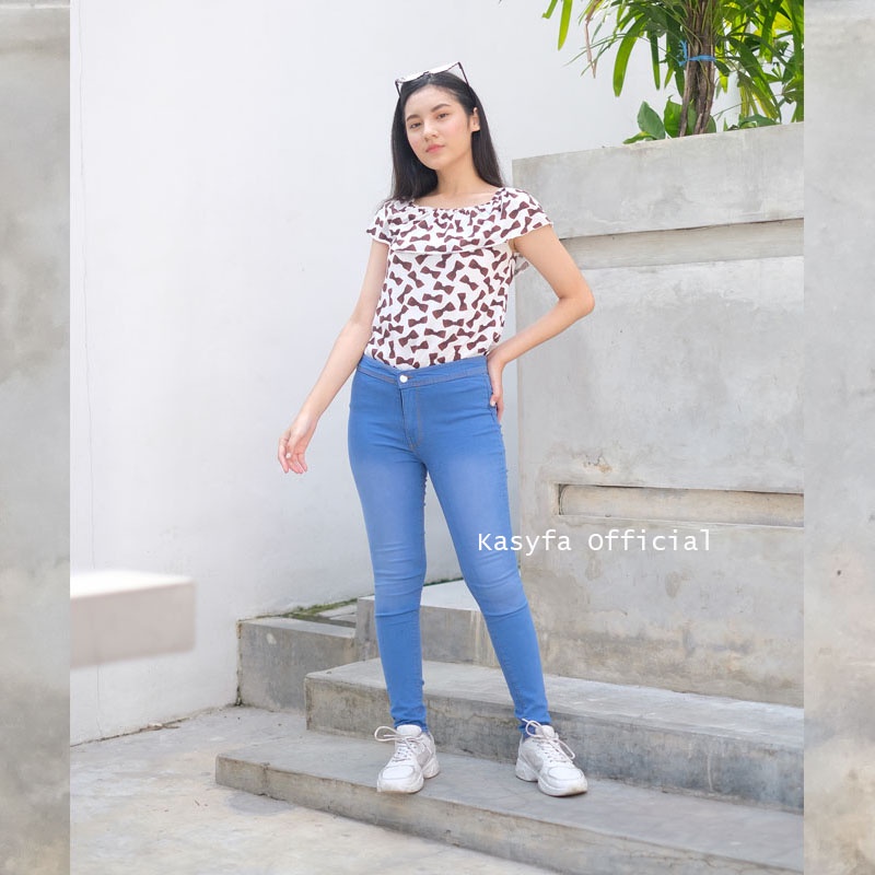 CELANA JEANS HIGH WAIST ONE BUTTON // CELANA JEANS HIGHWAIST KANCING SATU POLOS