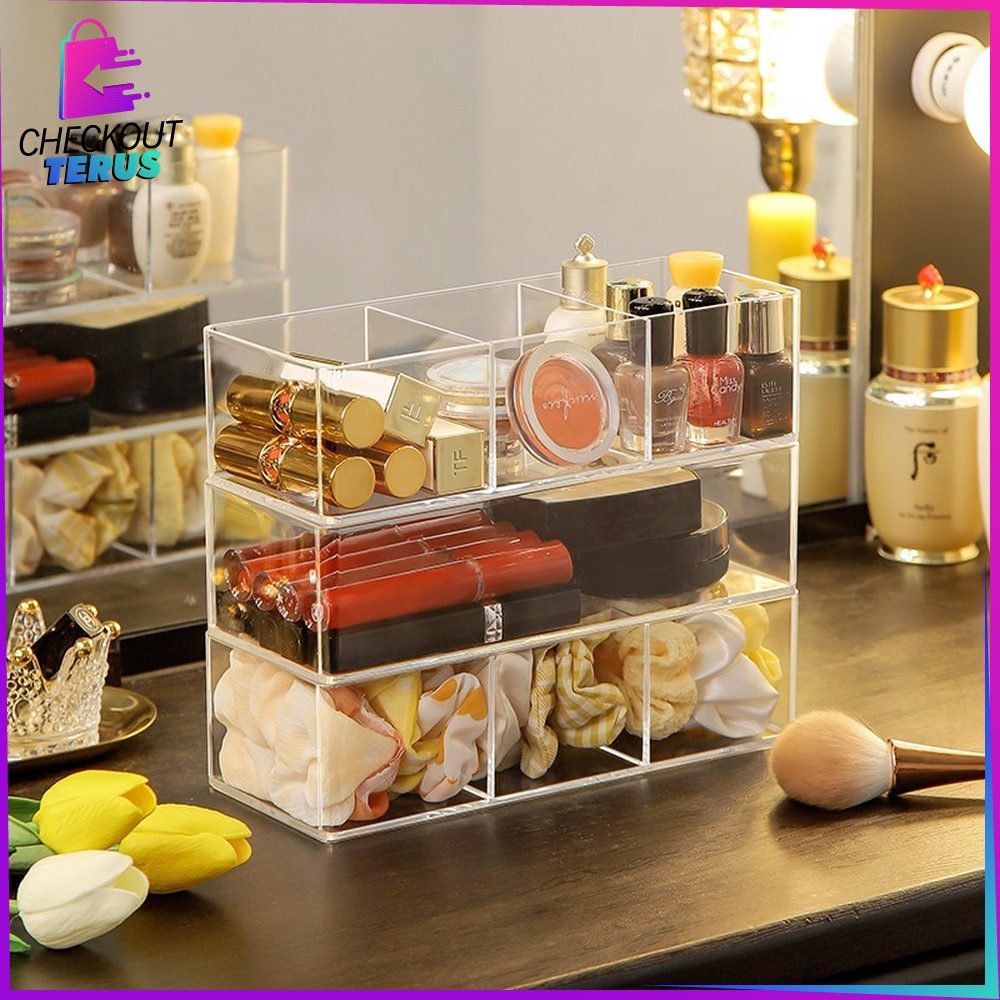 CT K45 Rak Kosmetik Acrylic Tempat Penyimpanan Kosmetik Kuas Makeup Lipstik Tempat Make Up Acrylic Organizer