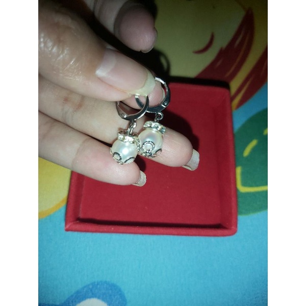 anting mutiara air tawar asli rangka titanium anting mutiara silver anting mutiara air tawar asli lo