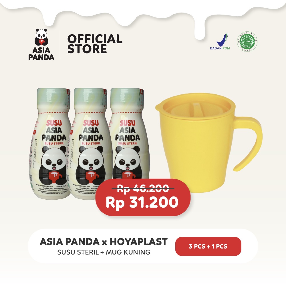 

Asia Panda Susu Steril 200ml 3 Pcs FREE Hoyaplast Mug Kuning 1 Pcs