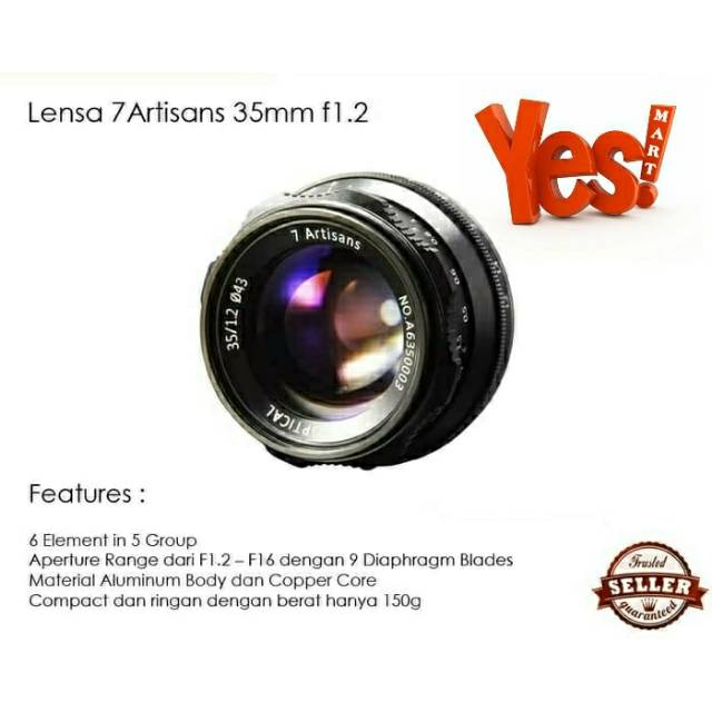 Lensa 7artisans 35mm F1.2 for Canon EOS / Fujifilm