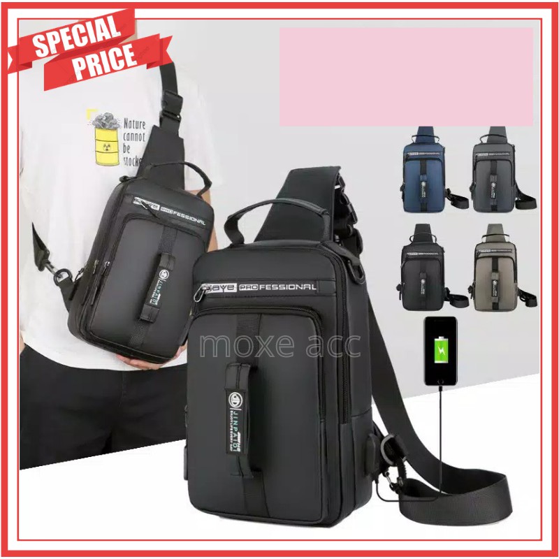 Tas Selempang Jinpaidi 7128 Pria Bisa Wanita Waist Bag Anti Air Fashion Casual