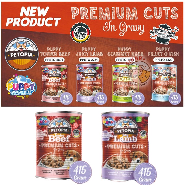 Petopia Puppy 415GR Makanan Kaleng Anak Anjing Premium Cuts Gravy