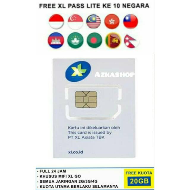 Kartu Perdana XL GO IZI 20GB 3G dan 4G Full 24 Jam dan Free Roaming 10 Negara