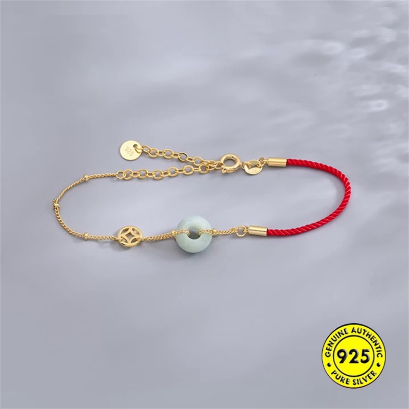 Jade Red Rope Bracelet Gold