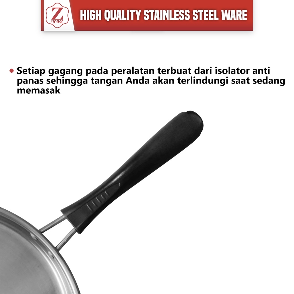 PANCI SET WAJAN PENGGORENGAN ISI 3PCS SERBAGUNA STAINLESS STEEL/PANCII TRFLON STAINLESS KOS MURAH PROMO