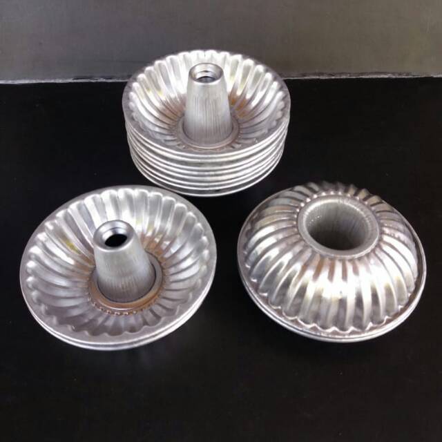 12Pcs Cetakan Kue Sifon Brownat Donat Ulir Mini Aluminium Tebal