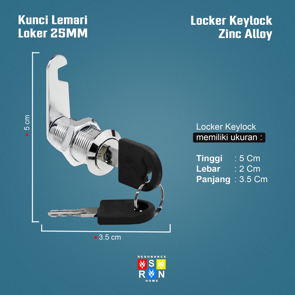 Kunci Laci Lemari Loker Cam Lock 25mm / Locker Keylock Resonance Home