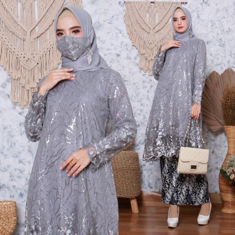 SETELAN TUNIK TULLE PREMIUM/REAL PICT/KEBAYA TULLE MODERN/KEBAYA TUNIK