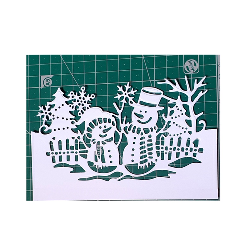 Cutting Diess Bahan Carbon Steel Desain Snowman Natal Untuk Membuat Kartu Ulang Tahun / Scrapbook