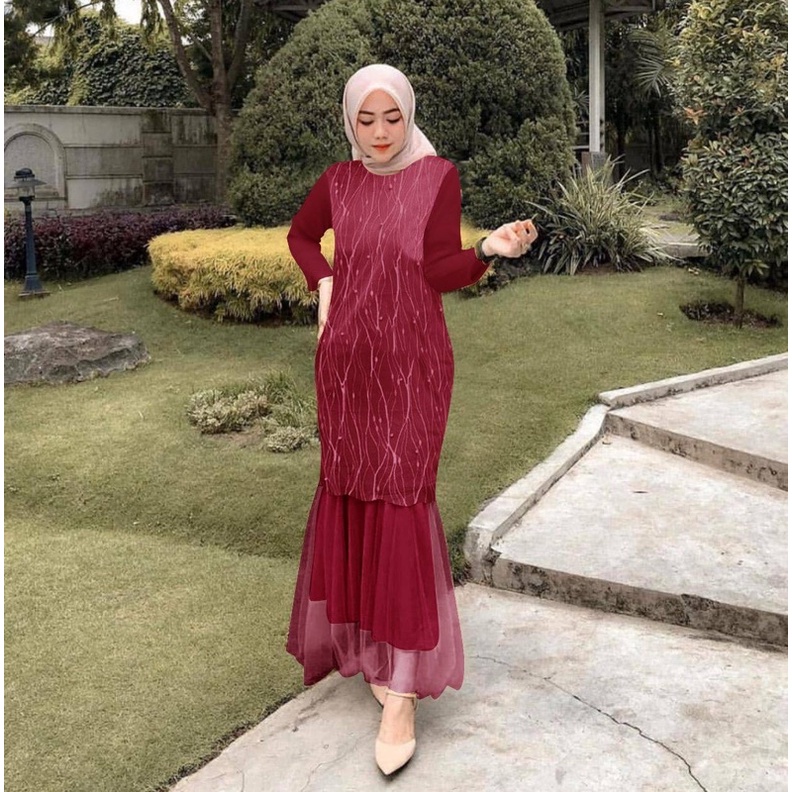 MAXI MIRA (L, XL) GAMIS BRUKAT MURAH GAMIS BRUKAT MUSLIM GAMIS MUSLIM GAMIS PESTA GAMIS KONDANGAN TE