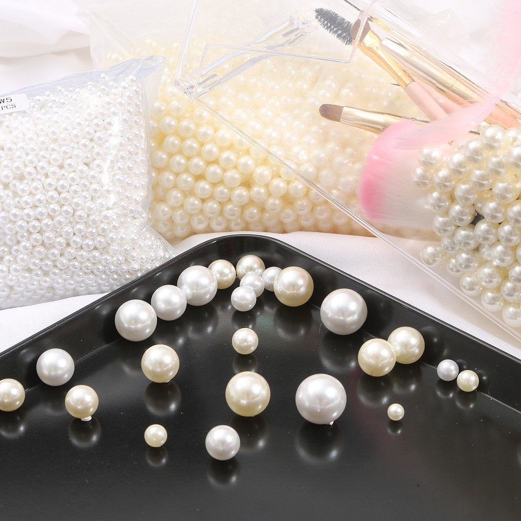 12/14/16/18mm No Hole White Round Plastic Acrylic ABS Imitation Pearl Beads Charm Loose Beads Counter Display Bead Craft Jewelry Making