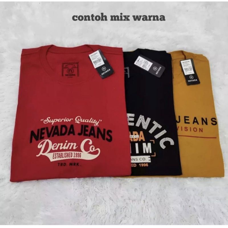 Terbaru Kaos Nevada Pria Wanita 100rb 3Pcs Motif Random M L XL /Nevada original | Kaos pria Wanita