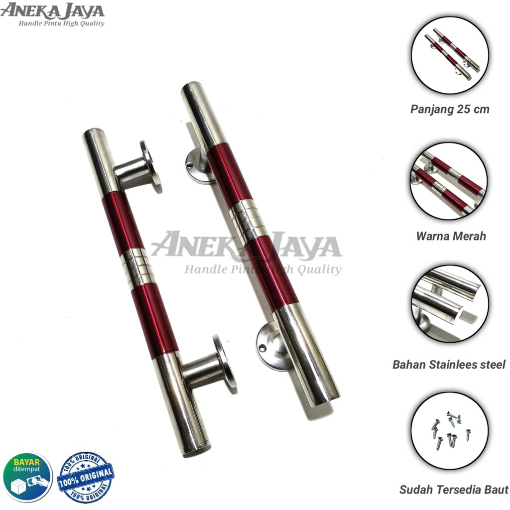 Satu set handle pintu rumah 25 cm murah minimalis tarikan pintu pull stainless gagang pintu Merah