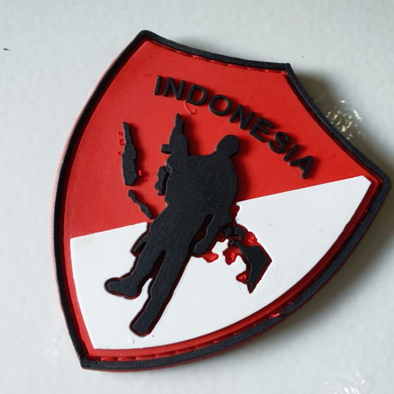 PATCH RUBBEE LOGO PRISAI INDONESIA MERAH PUTIH/TEMPELAN EMBLEM KARET VELCRO TNI