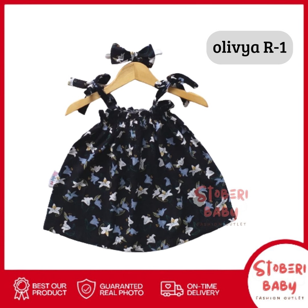 PUNCAK 3.3 stoberi baby - BBB DRESS OLIVYA dress anak perempuan bayi motif bunga lucu free headband