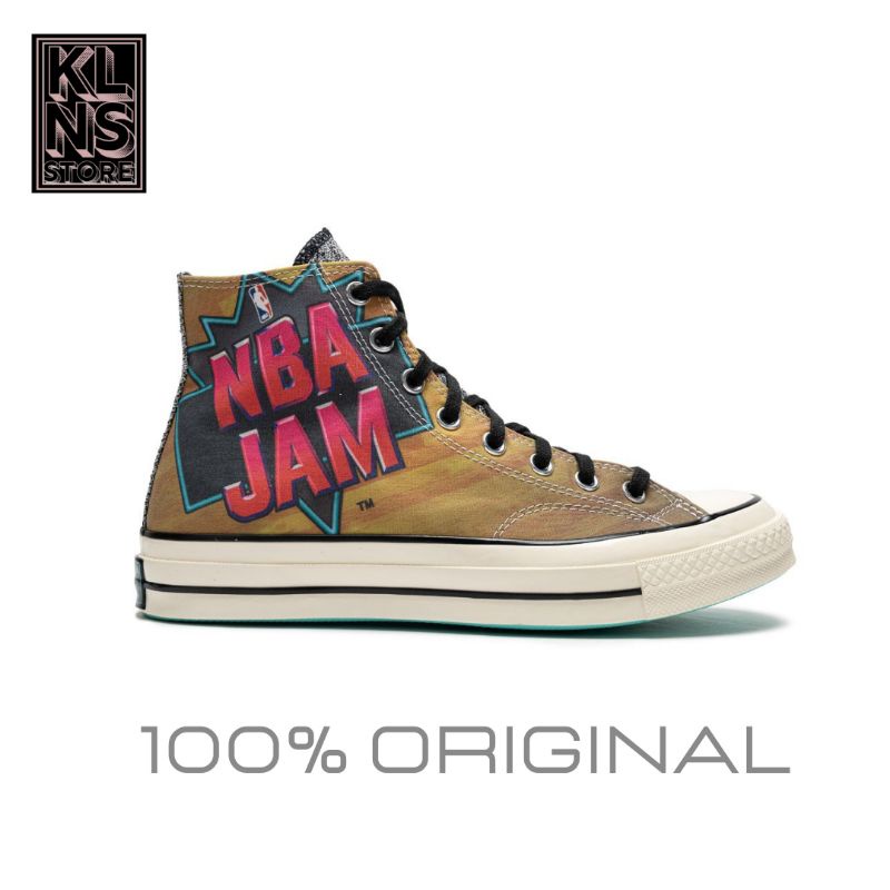 SEPATU CONVERSE ORIGINAL 100% / CONVERSE X NBA JAM CHUCK TAYLOR 70 HIGH BROWN SOLAR RED ELECTRIC AQU