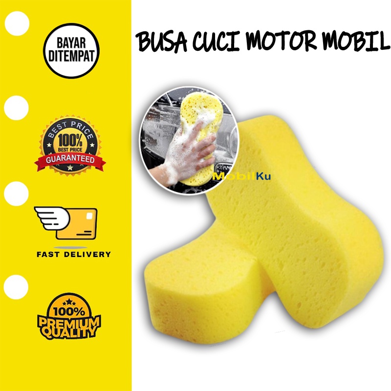 [READY STOCK]  Sponge Busa Cuci Mobil Motor Piring Kuning 8 Busa Foam Wash Tebal Spon