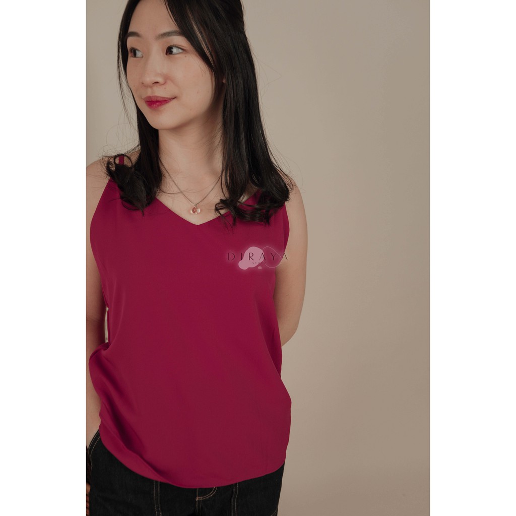 Diraya Tank Top Korean Style Bahan Crepe Catarina Premium-Magenta