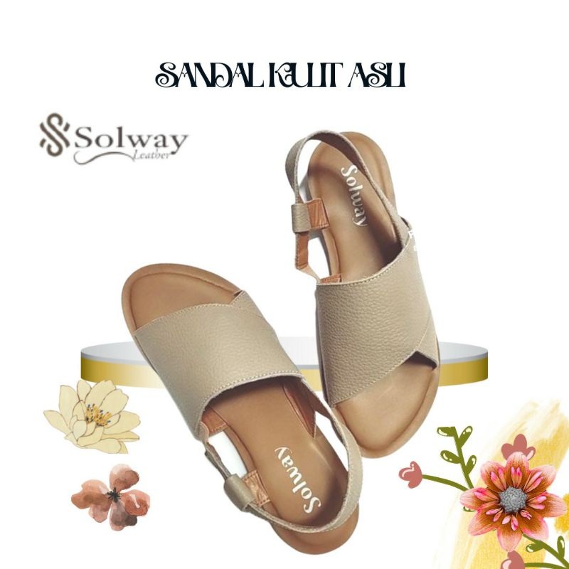 sandal sepatu kulit wanita model flat by SOLWAY SW009