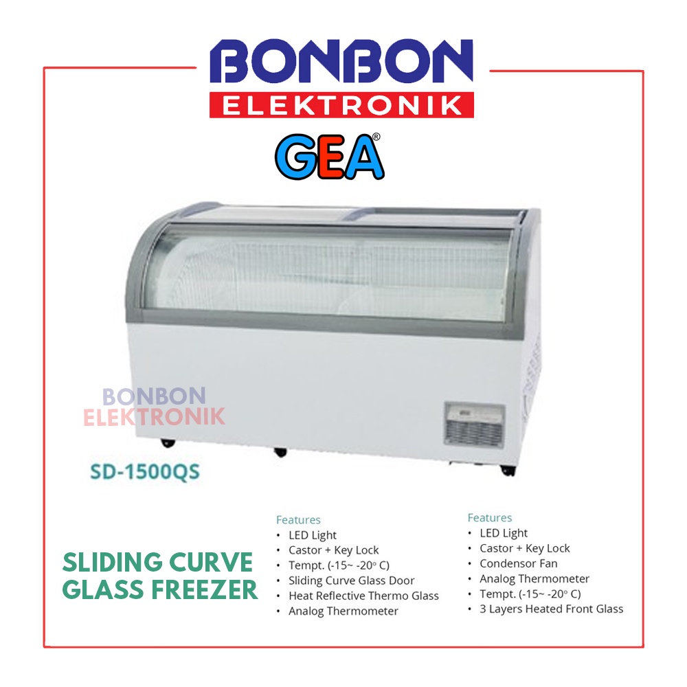 GEA Sliding Curve Glass Freezer SD-1500QS / SD 1500 QS / SD1500QS 593L