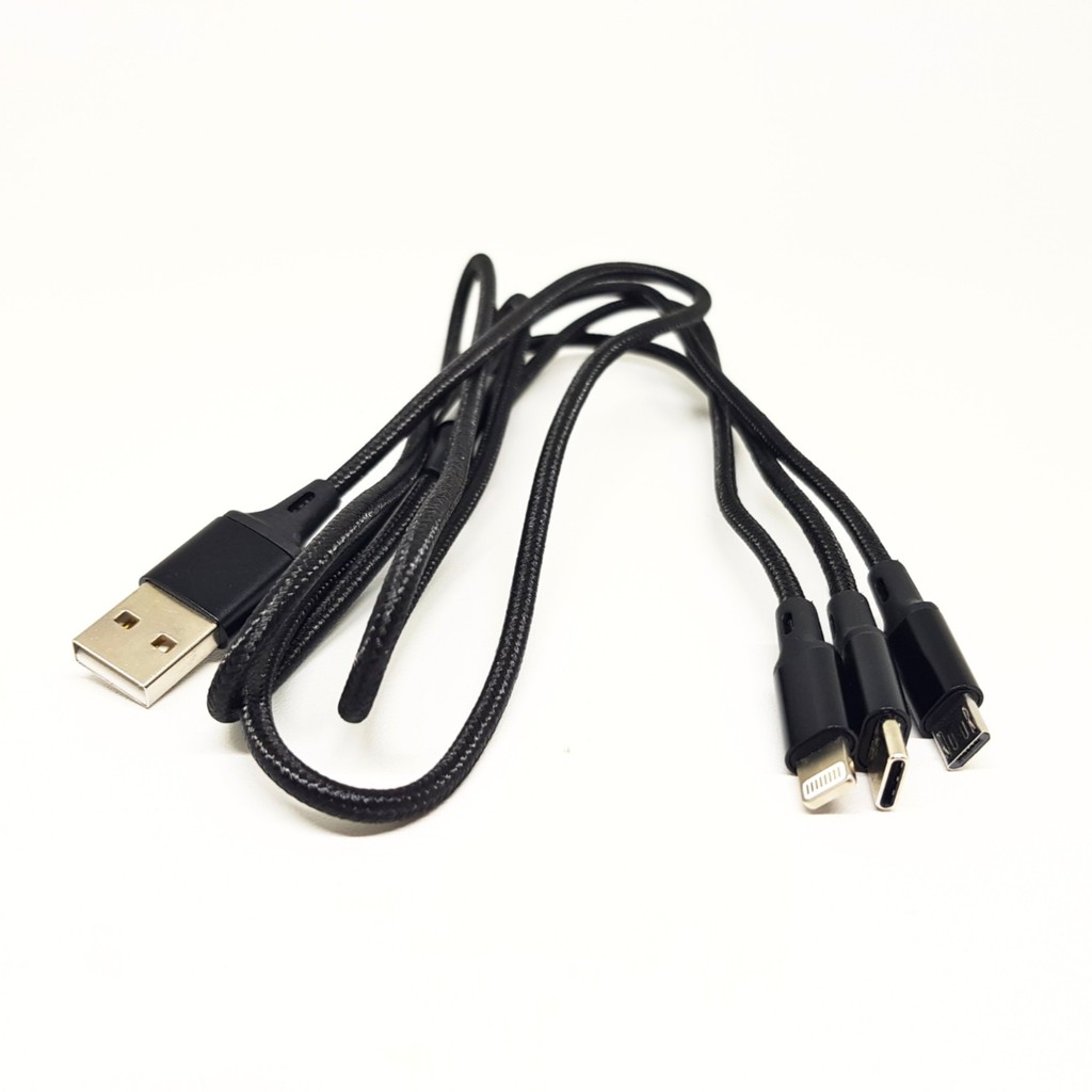 SKU-1120 KABEL USB MICRO + TYPE-C + LIGHTNING 3IN1 1M MUJU MJ-33 MJ33