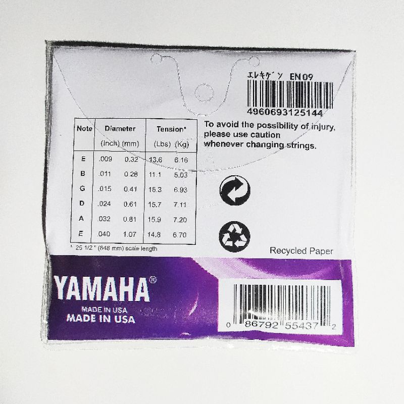 senar gitar elektrik strings akustik Yamaha 1set ukuran 009