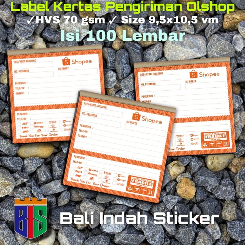 

LABEL PENGIRIMAN OLSHOP MURAH/LABEL PENGIRIMAN ONLINE SHOP HVS ISI 100 LEMBAR