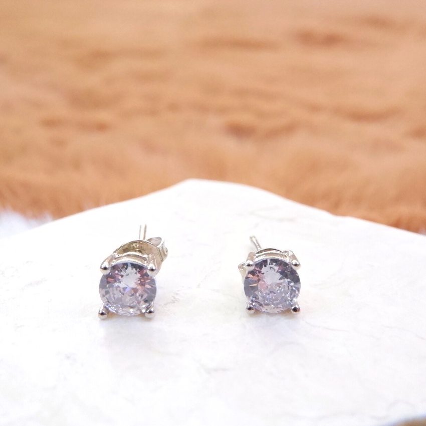 Alenza Anting Tusuk Perak S925 Lapis Emas Mode Korea Stud Mata Satu SIlver S925 + Gold Plated Sierra
