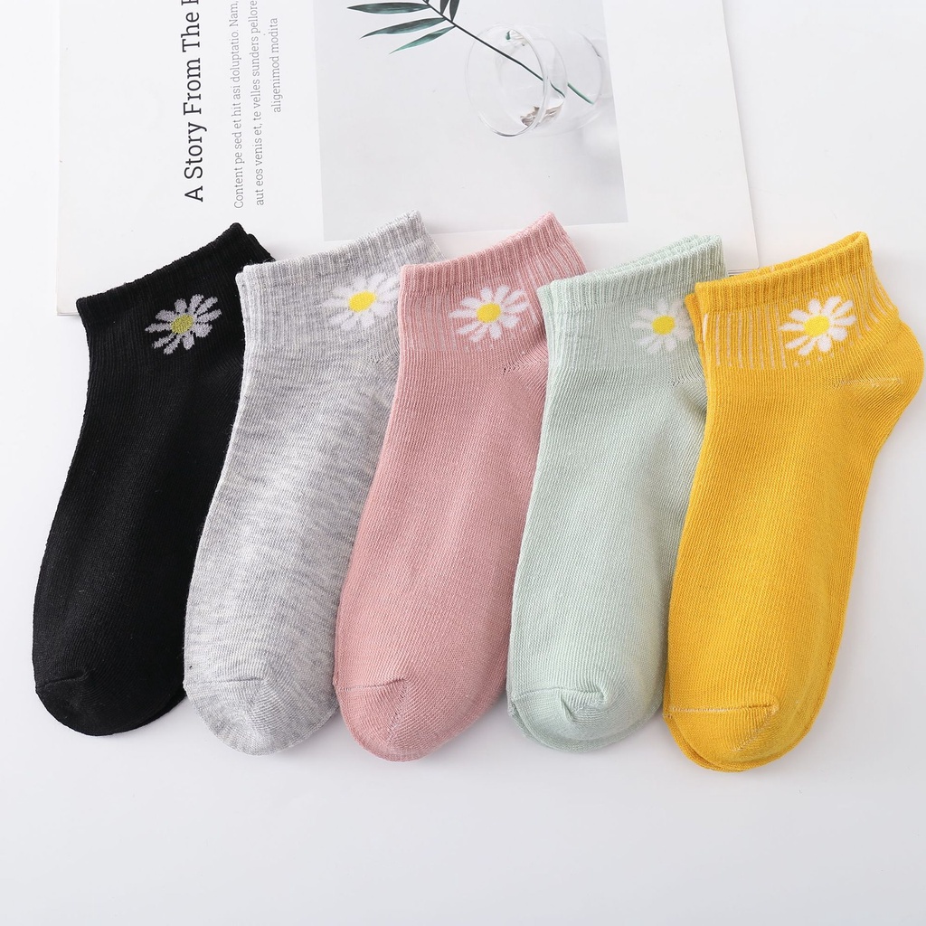 GO! KK605 Kaos Kaki Motif Bunga Daisy Cute Kaus Kaki Girl Korea Panjang Semata Kaki Import cod