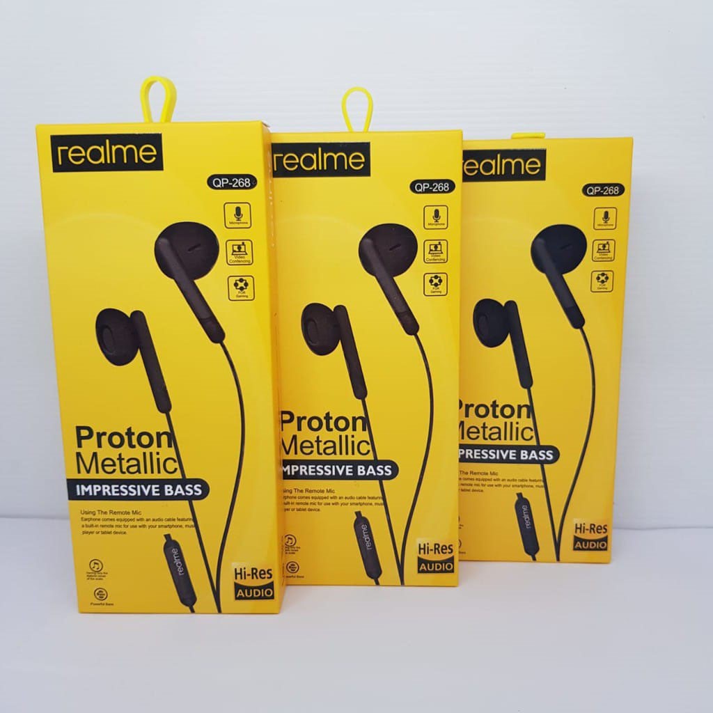 Headset Realme QP-268 Handsfree Proton Metallic Super Bass Murah