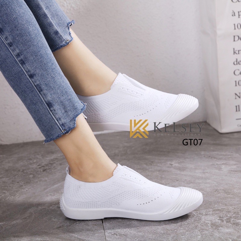 (GRATIS ALAS KAKI) RESTOCK!!  NICOLE SEPATU SLIP ON KELSEY GT07 SEPATU FLYKNIT FLAT SHOES WANITA IMPORT