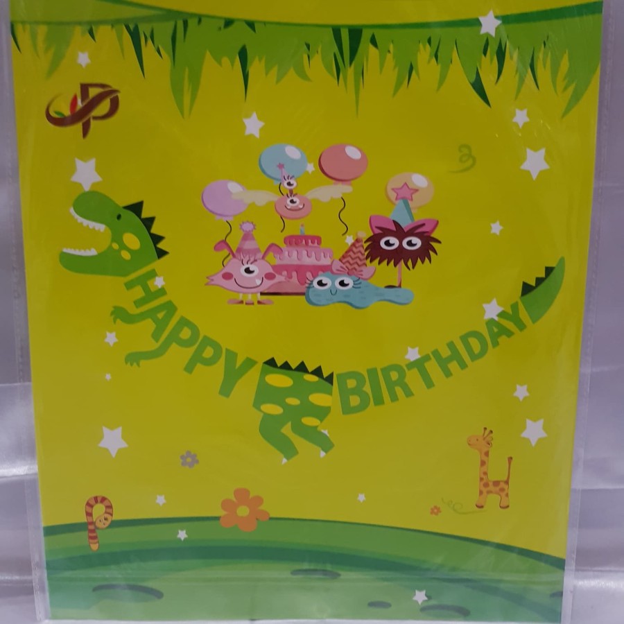 Banner HBD Dinosaurus Jumbo Bunting Flag Karakter Dinosaurus Birthday