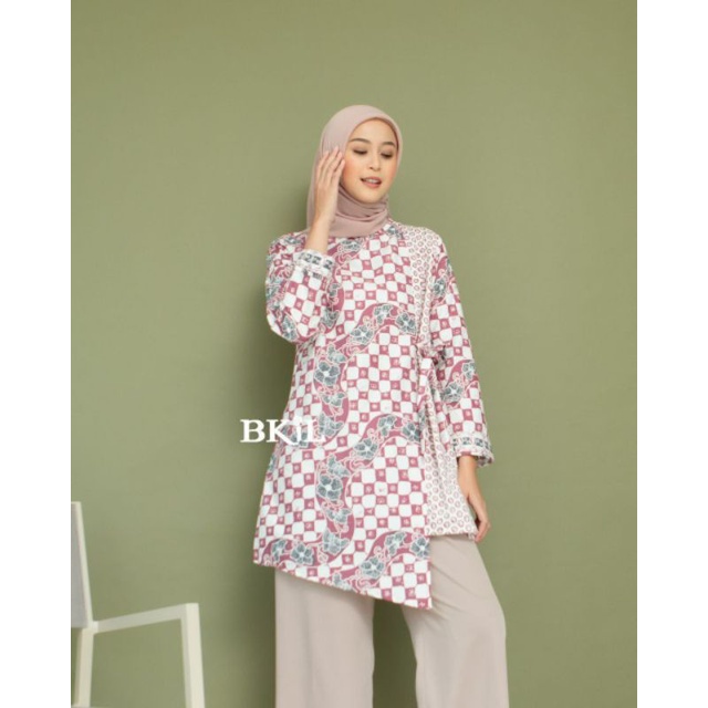 Tunik Batik Wanita Modern Atasan Batik Kerja Kantor Wanita Motif Colet