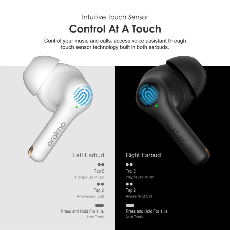 Oraimo OEB-E104D Freepods 3 TWS Bluetooth Earphone v5.2 Wireless Handsfree Headset - Garansi 1 Tahun