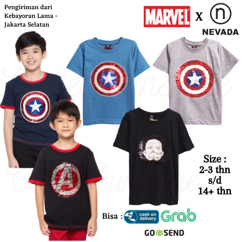 Baju Kaos Atasan Anak Laki Laki Marvel Nevada 4 Branded Original - Kaos Harian Anak Cowok Matahari