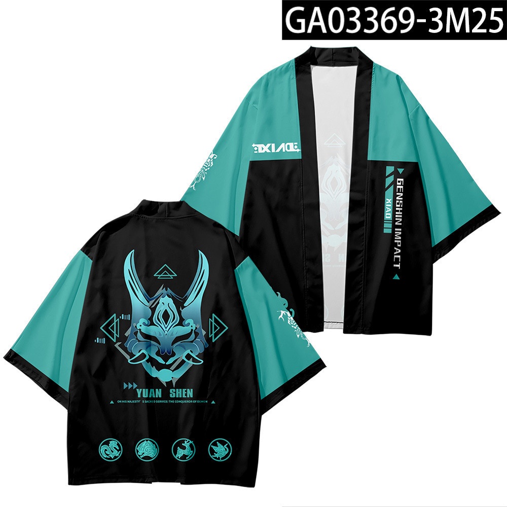 PREORDER Genshin Impact Xiao Cosplay Kimono Costume Xiao Skull Fashion Printed Short Sleeve Party Cl