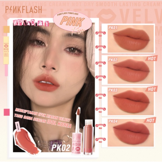 PINKFLASH #PinkDiary Silky Velvet Matte Lip Cream - Lip Krim Korea Tahan Lama