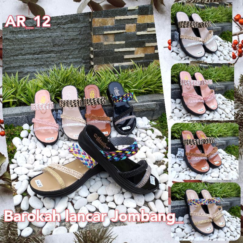 WEDGES SANDAL WANITA WEDGES RAJUT ANYAMAN APRILYA AR 12 SIZE 37-40