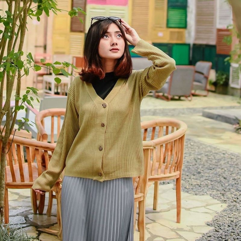 kardigan kancing olivia crop -baju atasan wanita premium