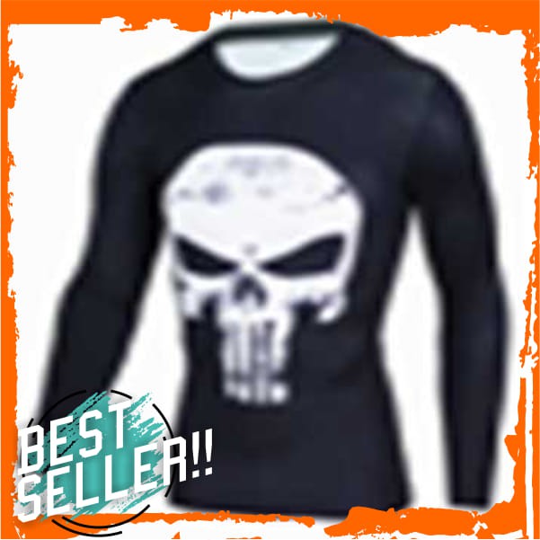 Baju Olahraga Ketat Pria Crossfit MMA Compression Shirt Long Sleeve