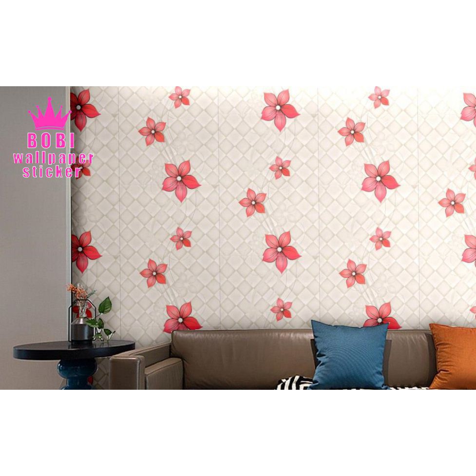 Wallpaper Sticker Motif Bunga Pink MIK 121-1  / Ukuran 9mx45cm